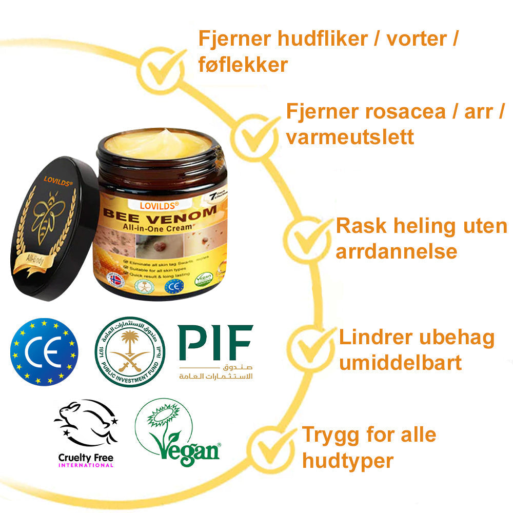 🐝LOVILDS® Strong Bee Venom Cream – Dermatologically tested and certified by dermatologists. Effective solution for stubborn warts, skin nodules, lesions, infections, and scars